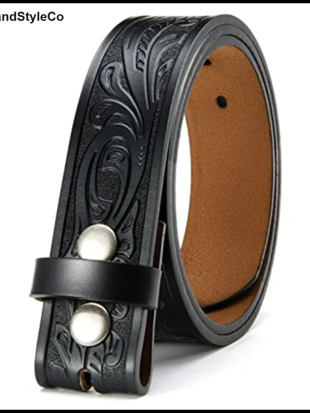 Full-Grain Leather Western Belt Unisex Cowboy Belt for Jeans